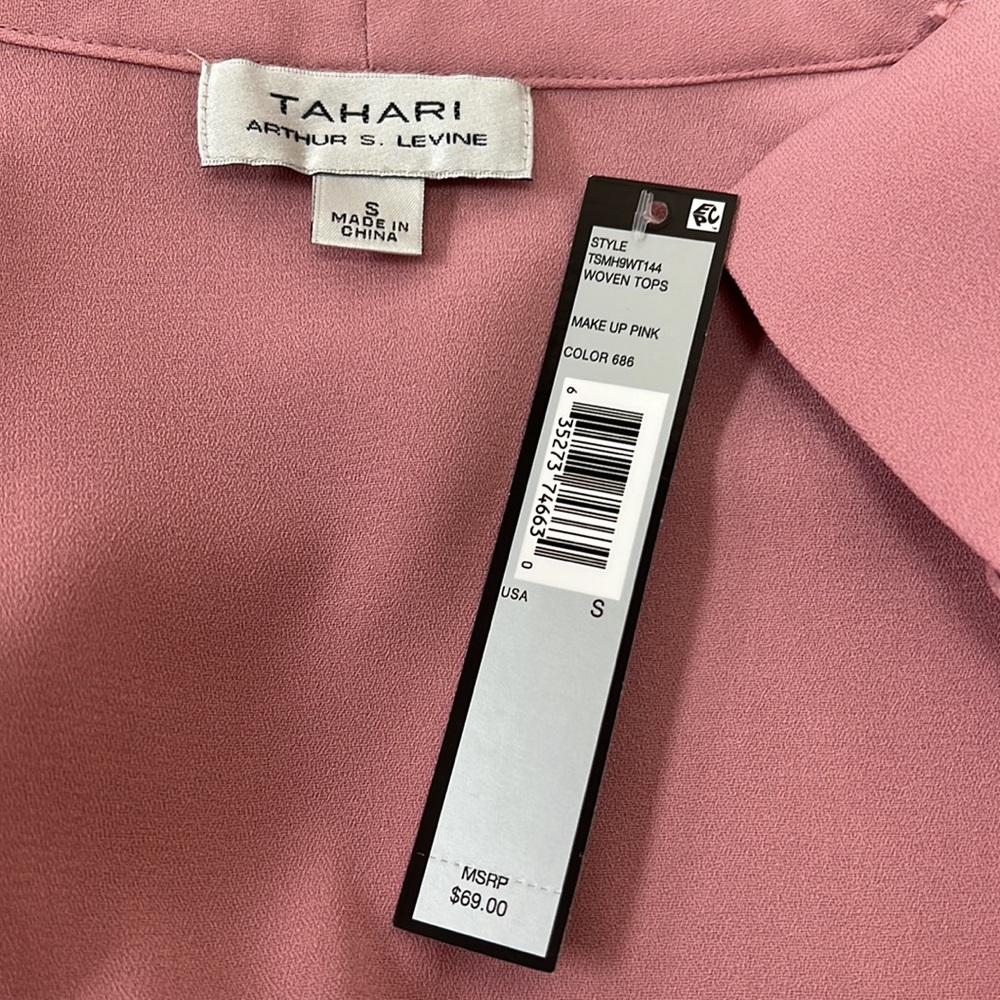 Tahari Long Sleeve Button Down Blouse in Makeup Pink - Picture 8 of 9